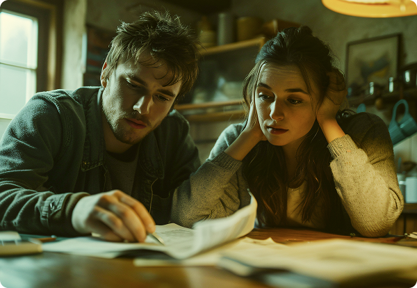 homem e mulher preocupados